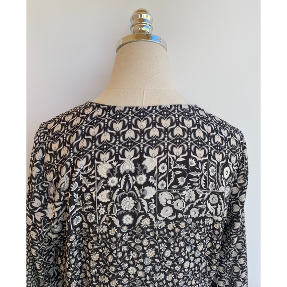 J.McLaughlin Womens Dress Gray Floral Tiered Peasant Bohemian Cottagecore sz M - Picture 9 of 12